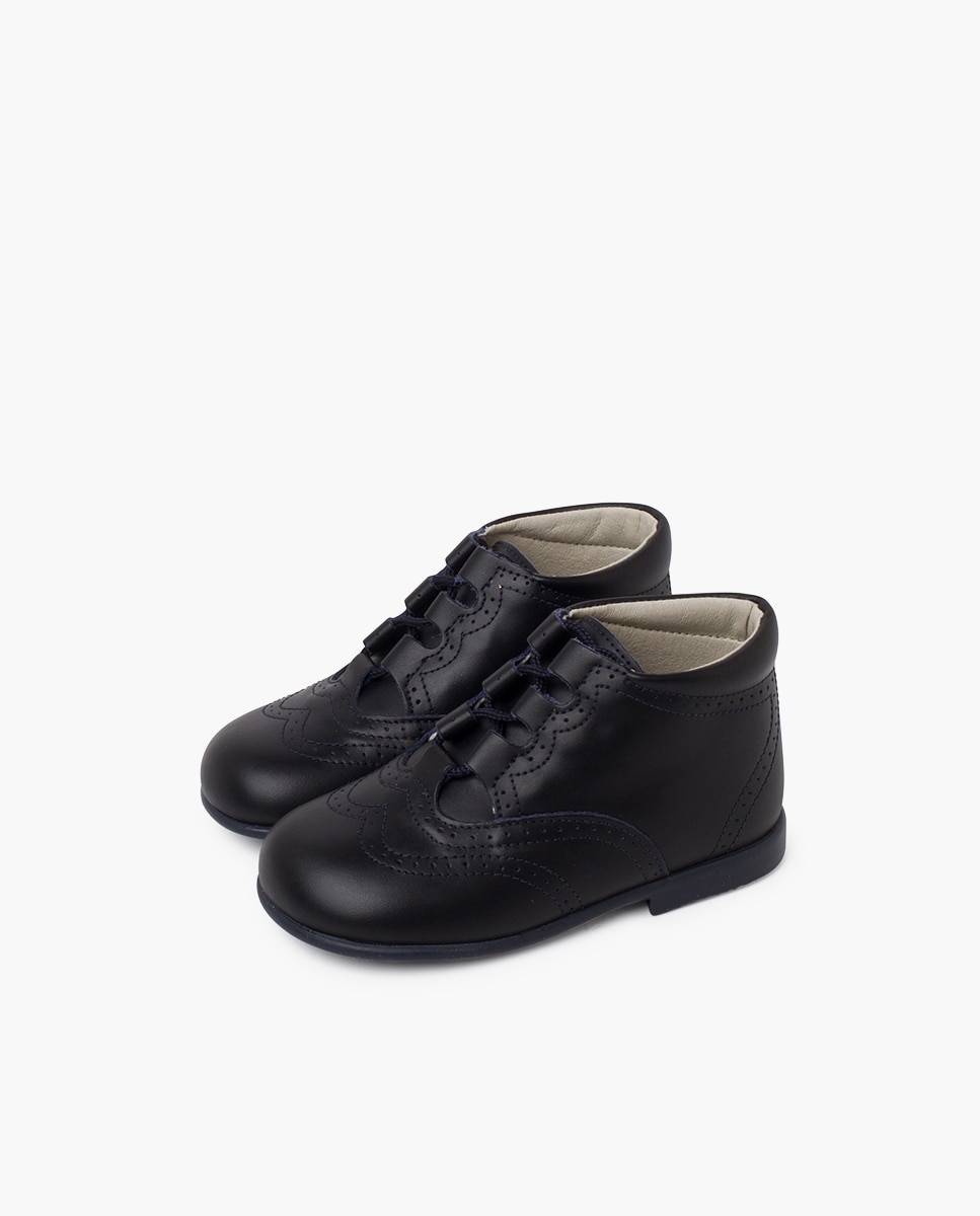 Botas de bebé niña / zapatito inglés piel - Pisamonas - Azul marino Azul marino-3