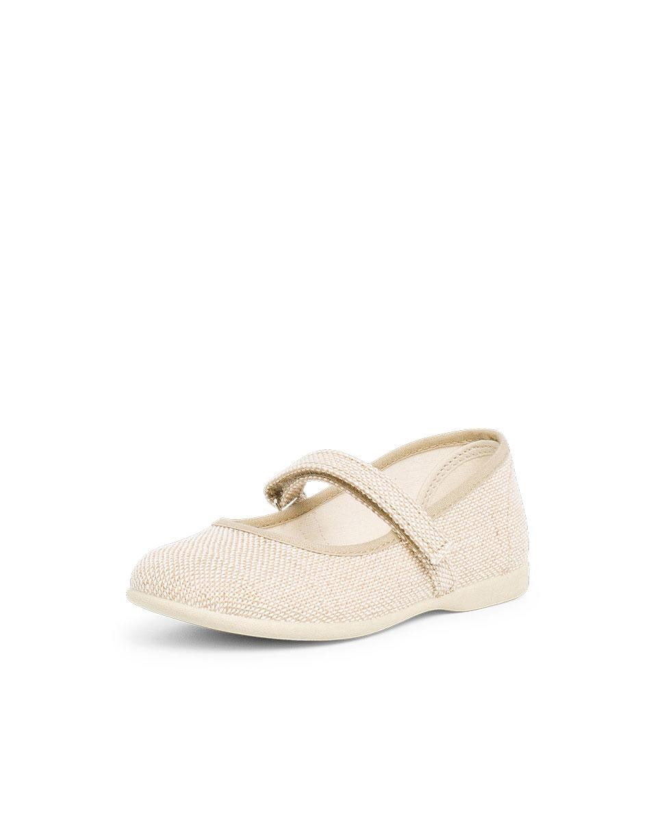 Merceditas de niña de lino cinta adherente - Pisamonas - Beige Beige-2