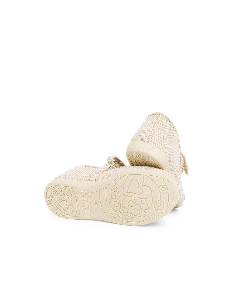 Merceditas de niña de lino cinta adherente - Pisamonas - Beige Beige-3