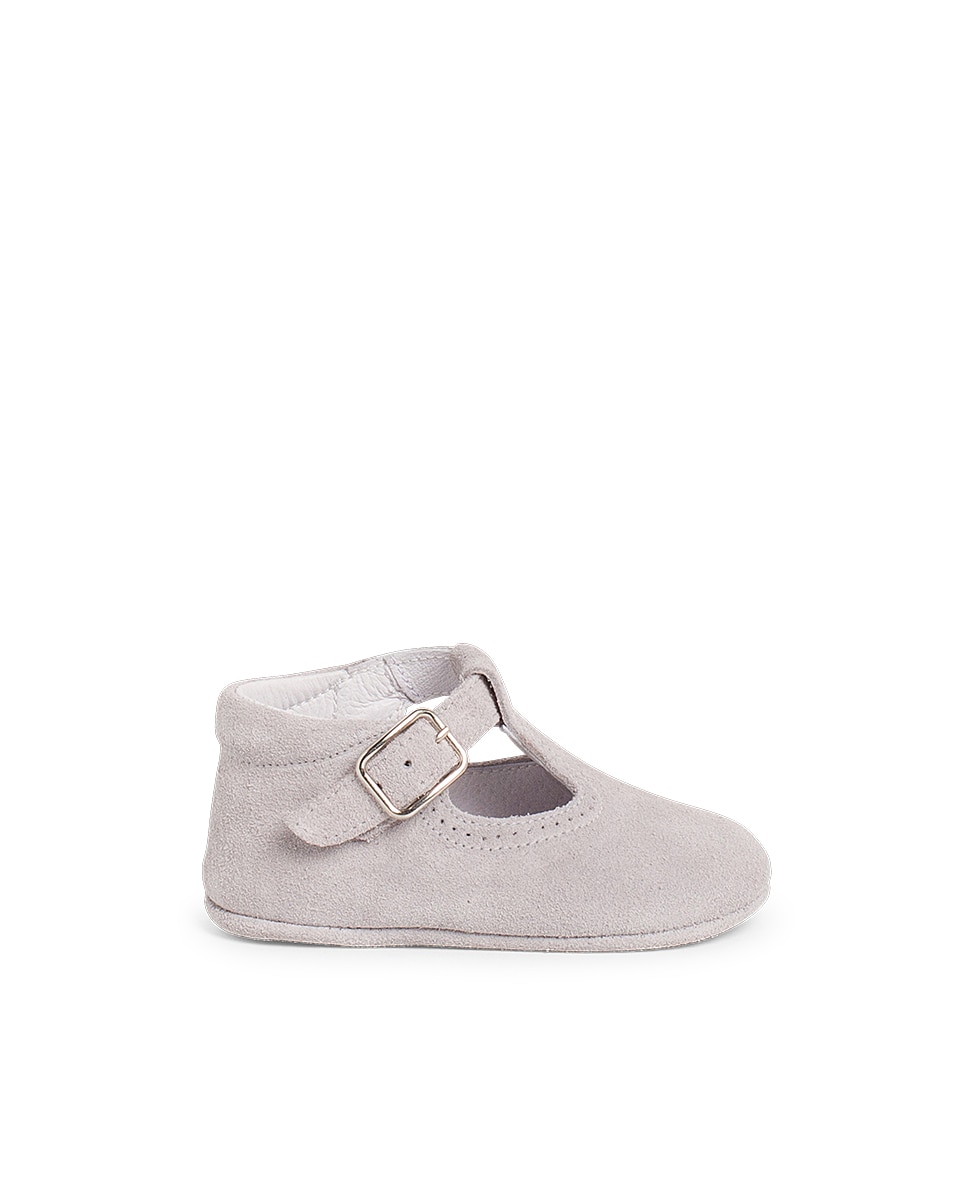 Pepitos de bebé de serraje con hebilla - Pisamonas - Gris Gris-1