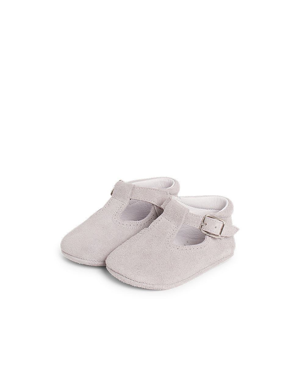 Pepitos de bebé de serraje con hebilla - Pisamonas - Gris Gris-3
