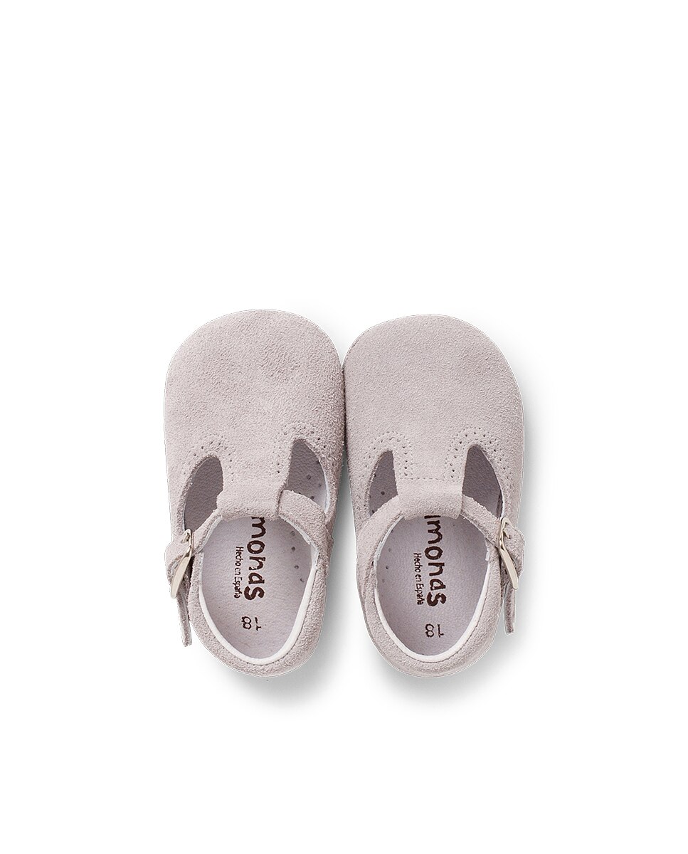 Pepitos de bebé de serraje con hebilla - Pisamonas - Gris Gris-4