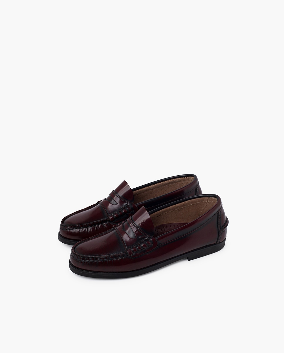 Mocasines de niña castellanos mocasines de piel - Burdeos Burdeos-3