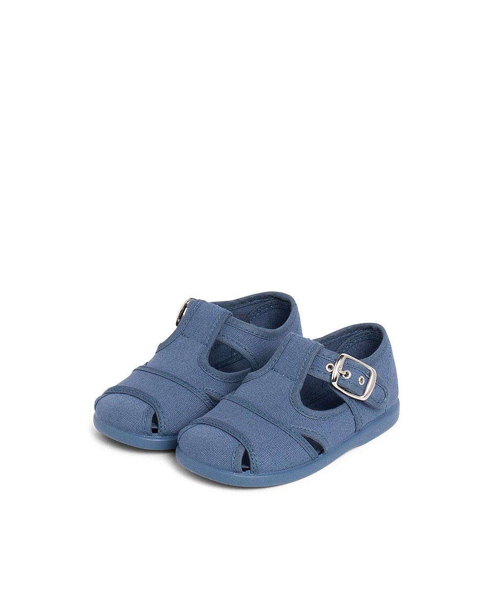 Pepitos de bebé de lona abiertos - Pisamonas - Azul claro Azul claro-4