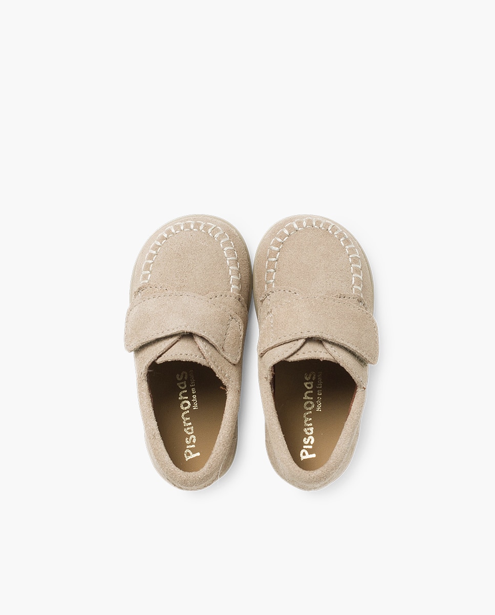Zapatos de cordones y bluchers de bebé niña serraje cinta adhesiva - Beige Beige-4