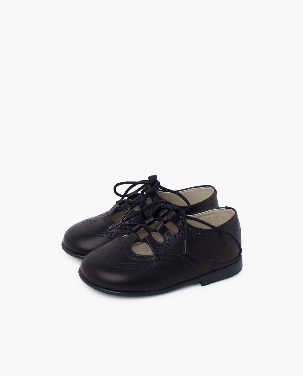 Pisamonas - Zapatos de cordones y bluchers de bebé niña - zapatito inglés piel.