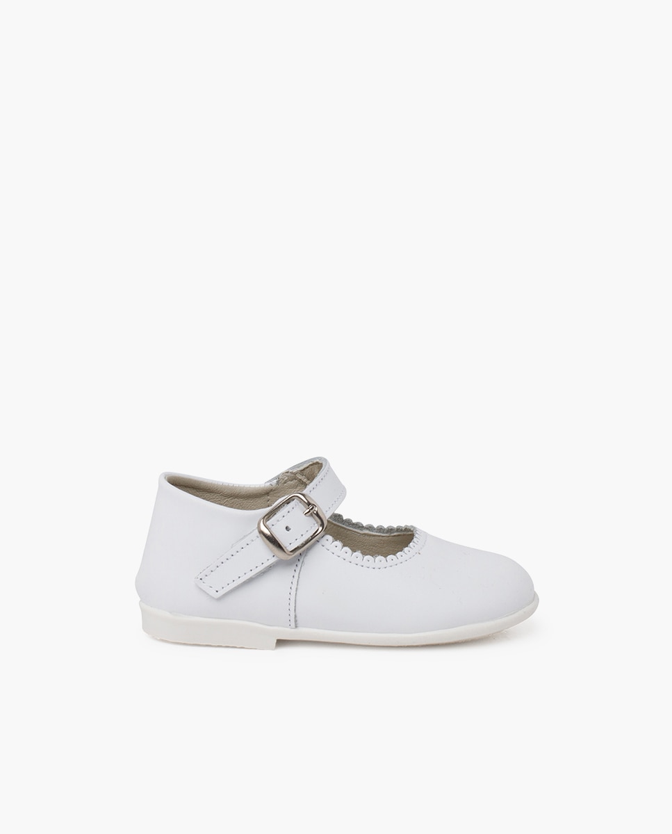 Merceditas de bebé piel hebilla - Pisamonas - Blanco Blanco-1