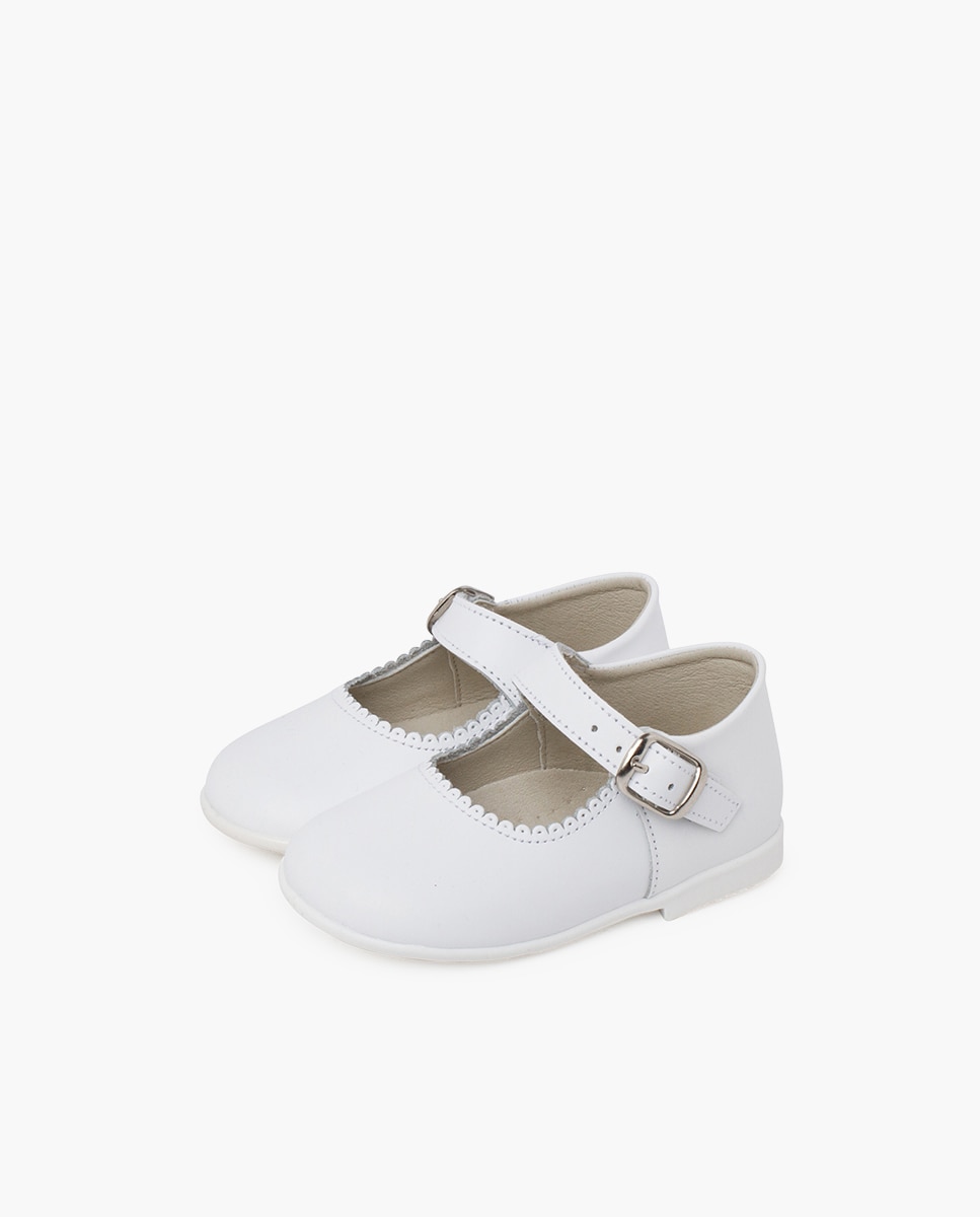 Merceditas de bebé piel hebilla - Pisamonas - Blanco Blanco-3