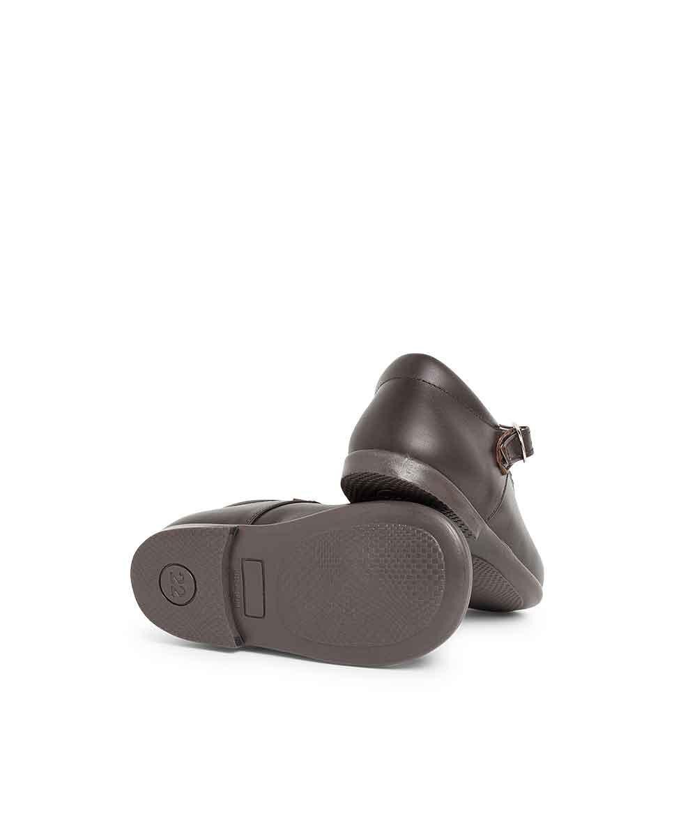 Merceditas de bebé piel hebilla - Marrón oscuro Marrón oscuro-3