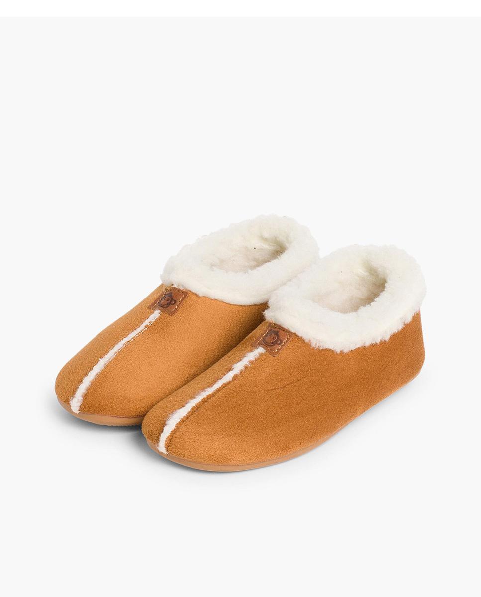 Zapatillas de casa abiertas de Niño Casa Bamara forro tipo Borrego - Pisamonas - Camel Camel-4