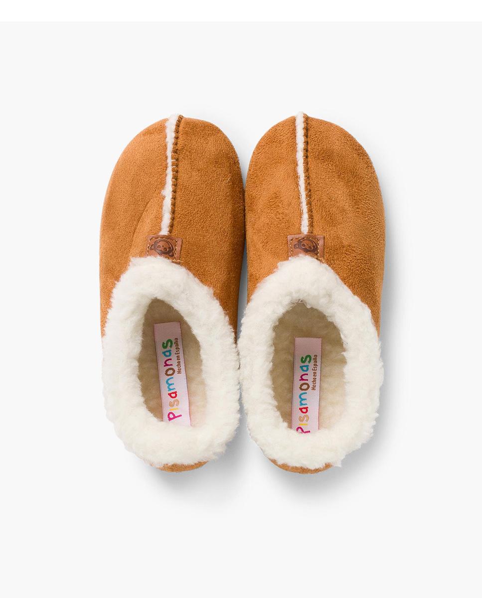 Zapatillas de casa abiertas de Niño Casa Bamara forro tipo Borrego - Pisamonas - Camel Camel-5