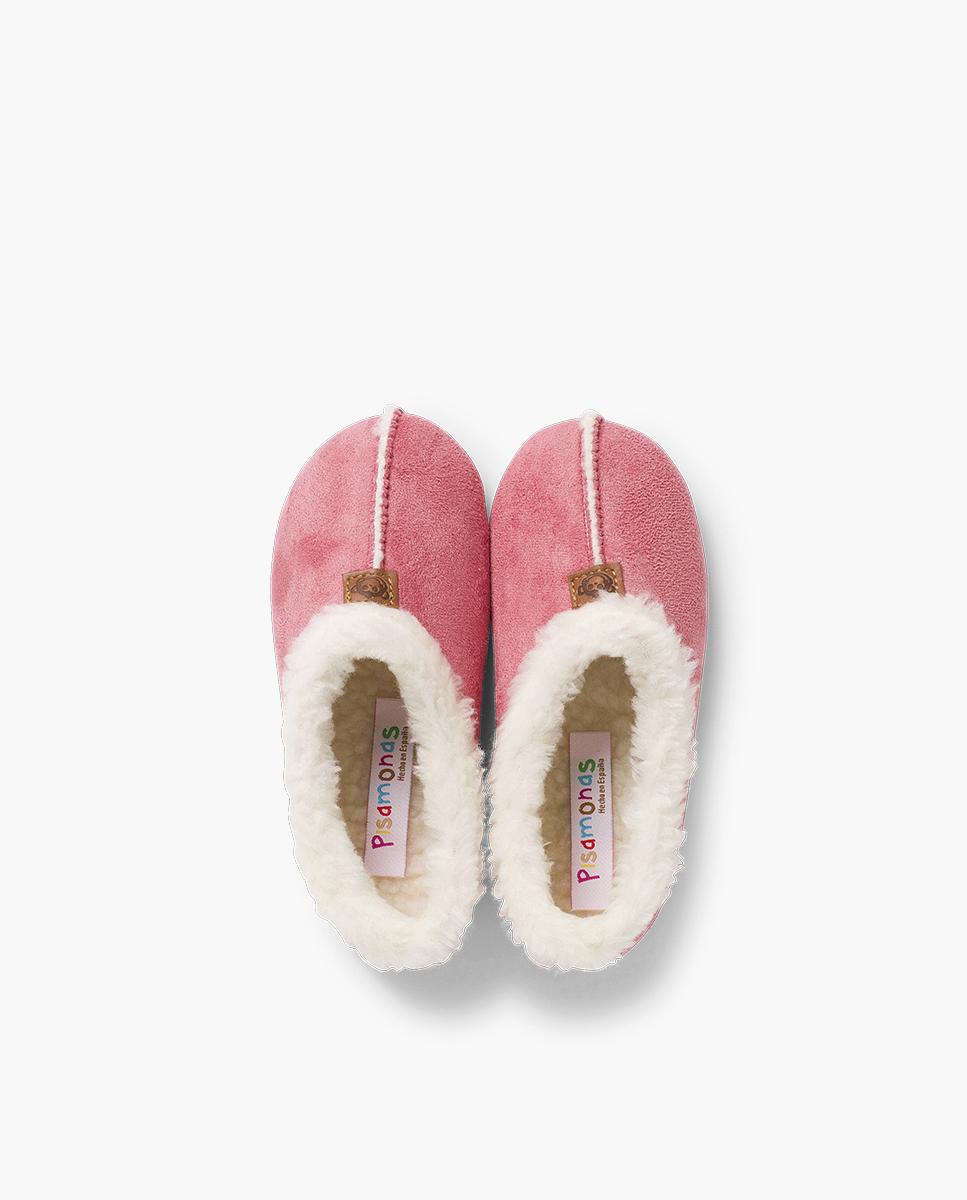Zapatillas de casa abiertas de Niño Casa Bamara forro tipo Borrego - Pisamonas - Rosa Rosa-5