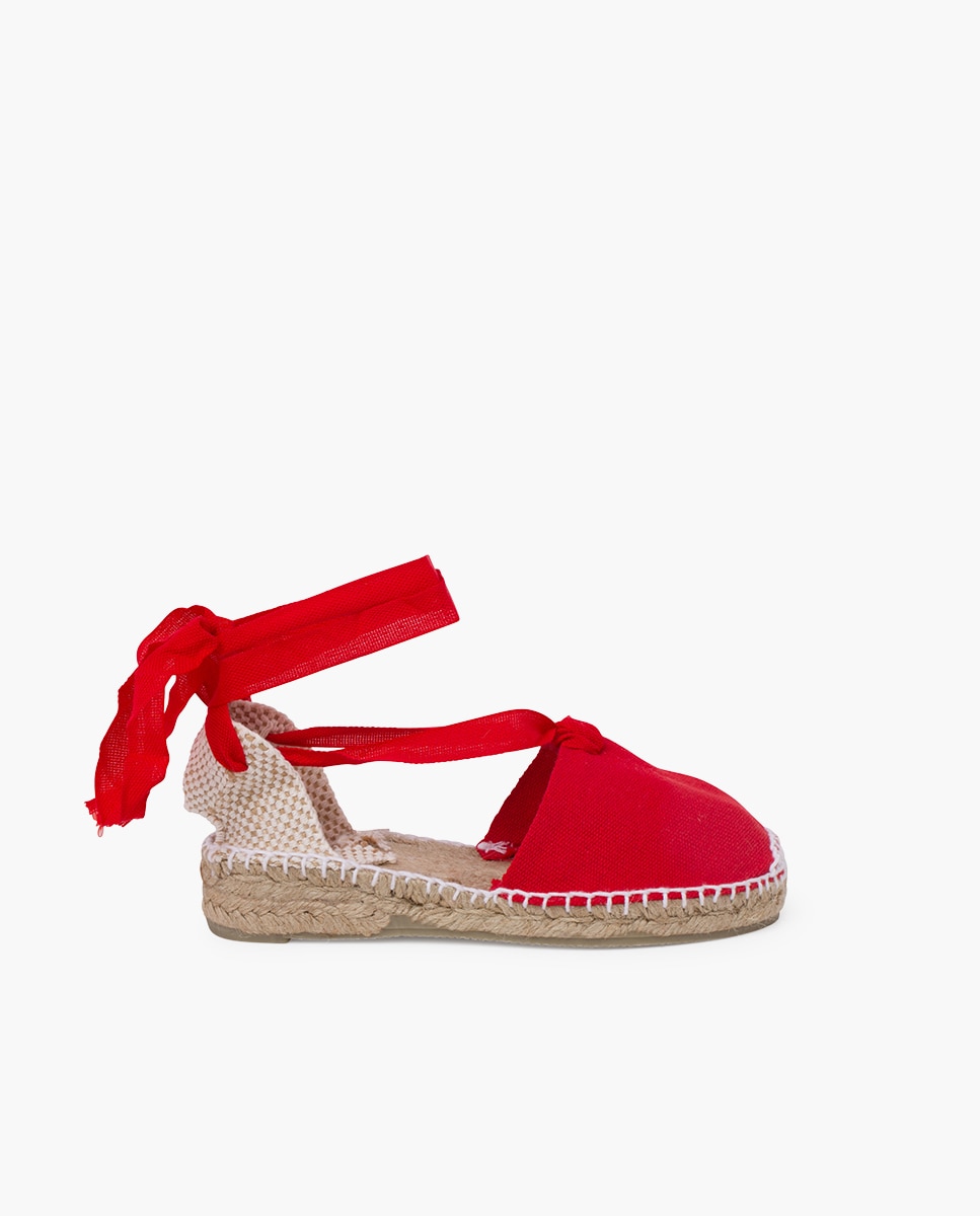 Alpargatas de niña valencianas lisas - Pisamonas - Rojo Rojo-1