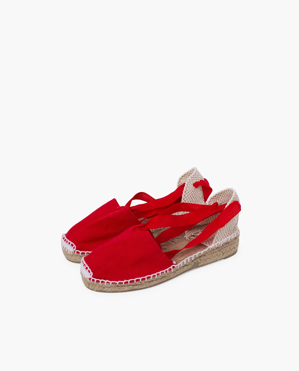 Alpargatas de niña valencianas lisas - Pisamonas - Rojo Rojo-3