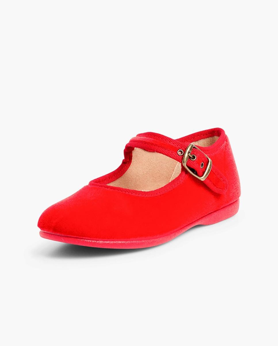 Merceditas de bebé niña en terciopelo con cierre de hebilla - Pisamonas - Rojo Rojo-2