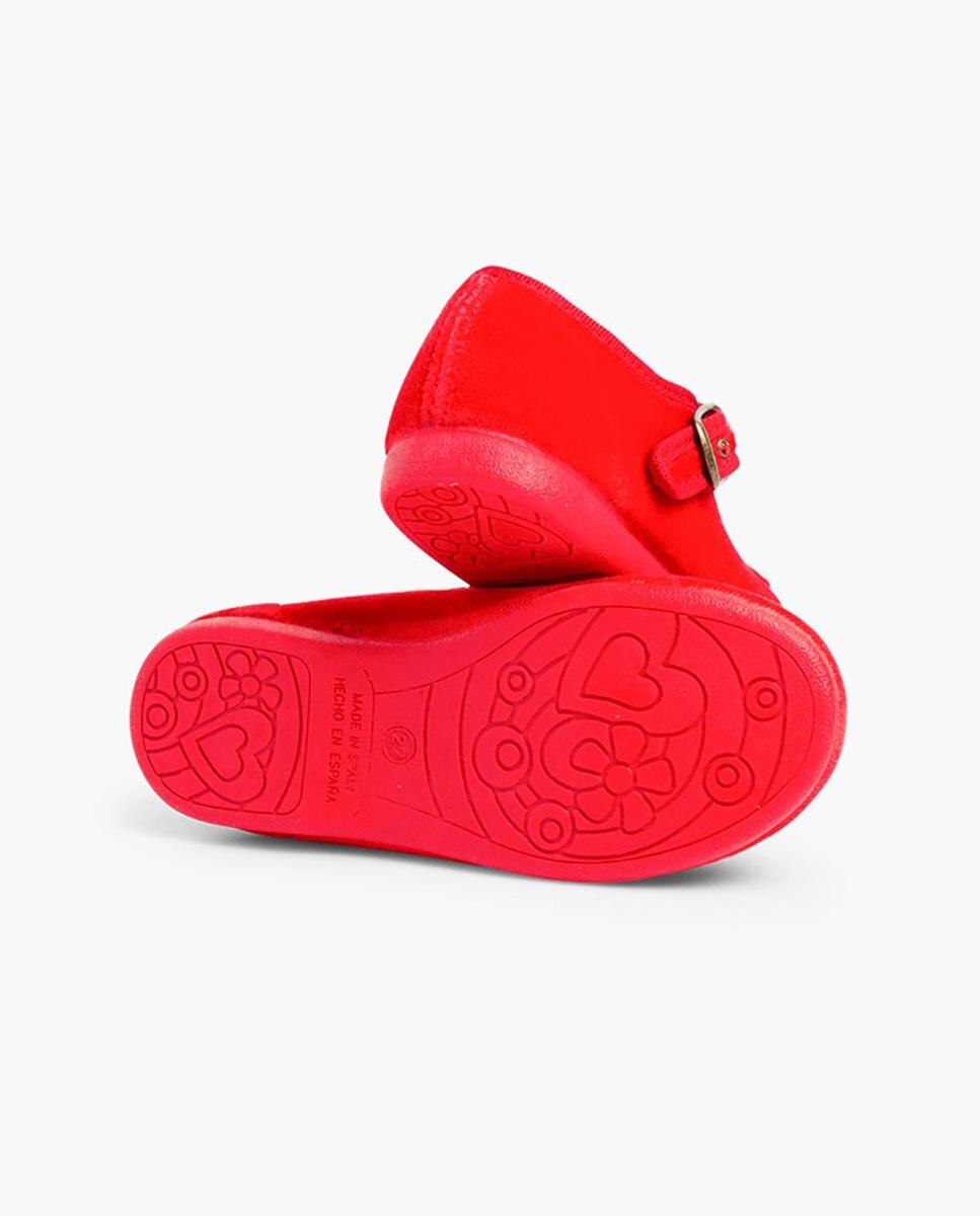 Merceditas de bebé niña en terciopelo con cierre de hebilla - Pisamonas - Rojo Rojo-3