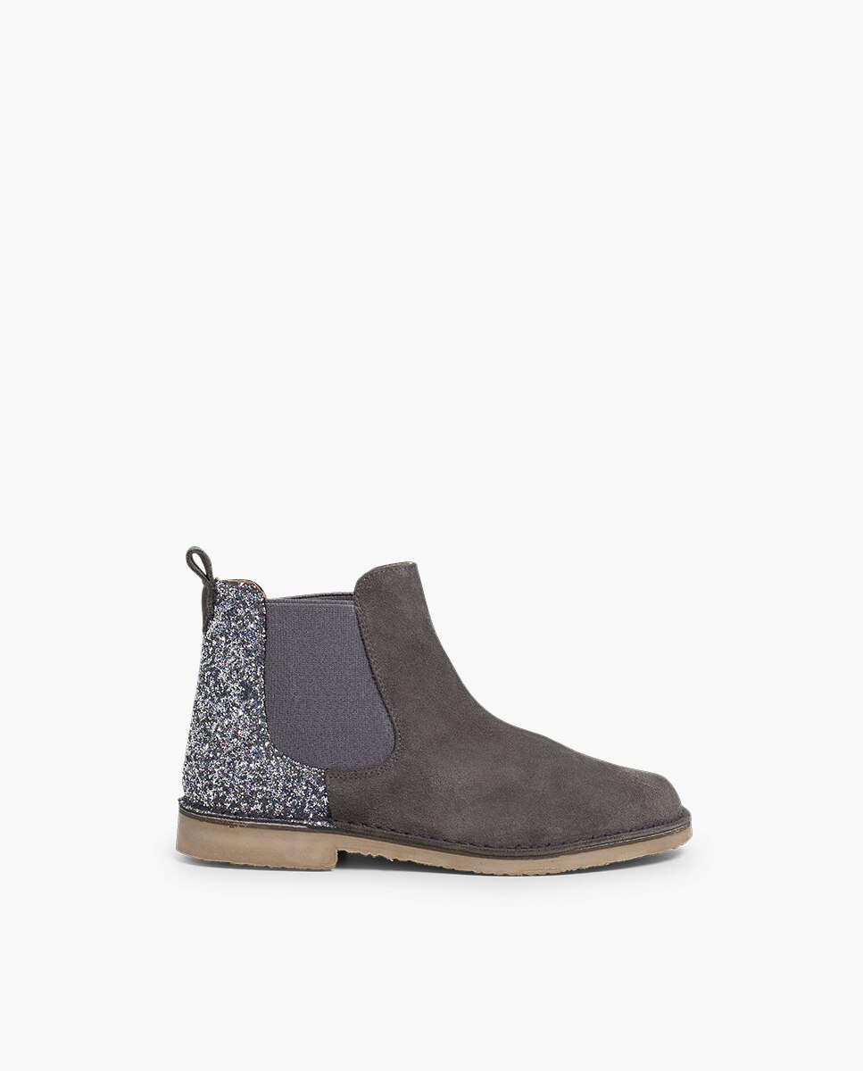 Botas de niña serraje con talonera glitter - Pisamonas - Azul Azul-1