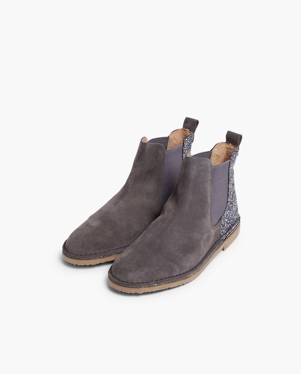 Botas de niña serraje con talonera glitter - Pisamonas - Azul Azul-3