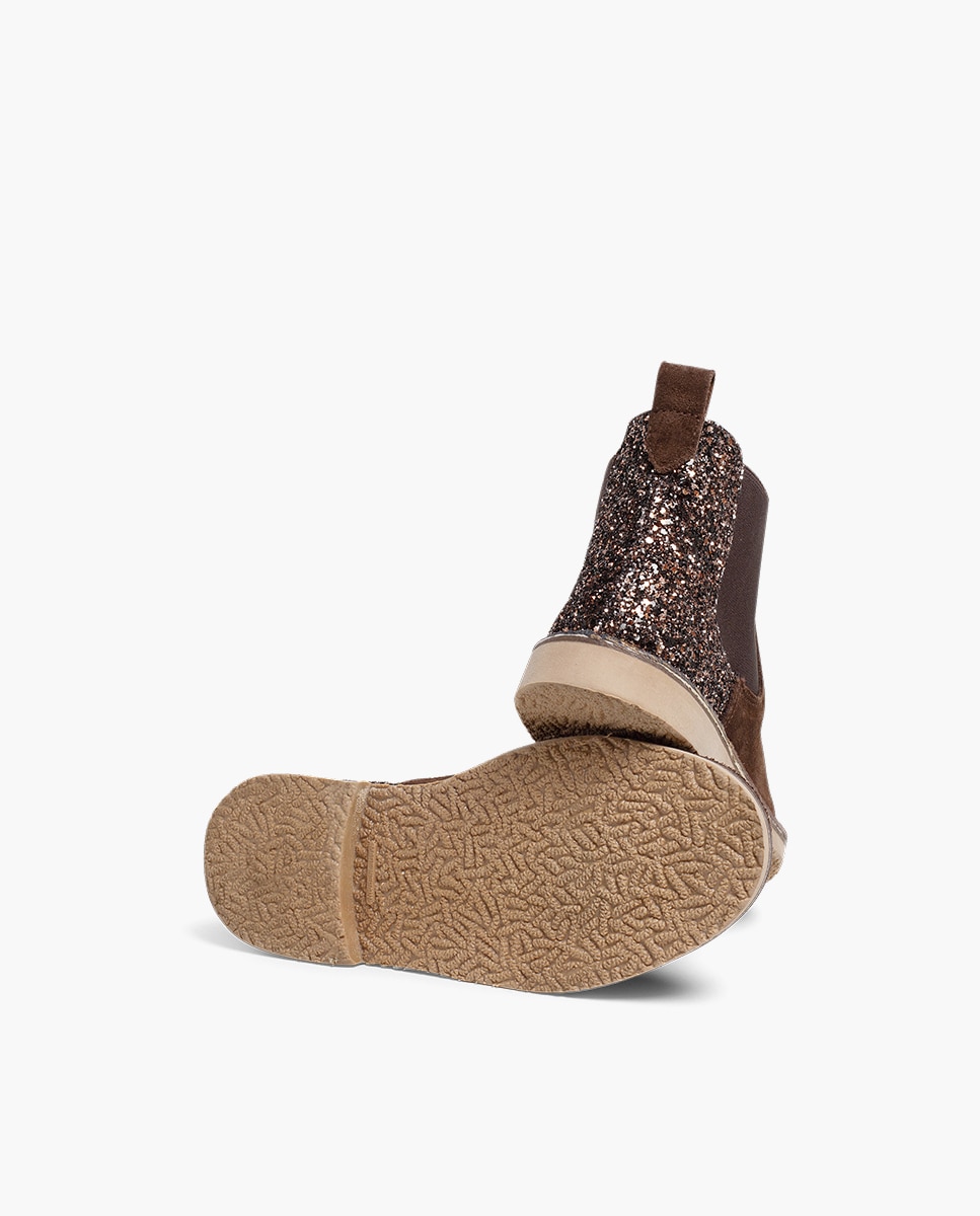 Botas de niña serraje con talonera glitter - Pisamonas - Marrón Marrón-2