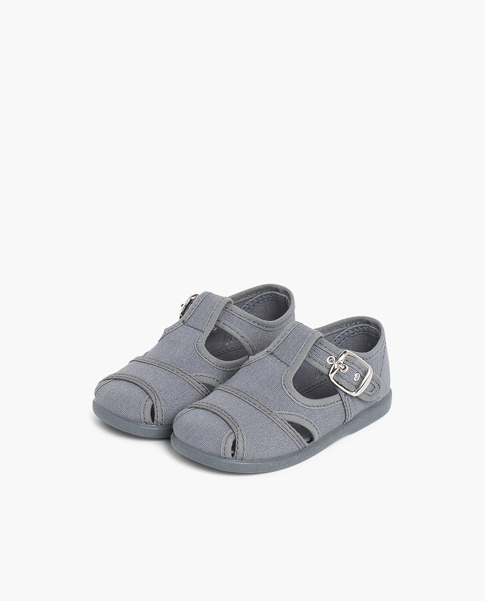 Pepitos de bebé de lona abiertos - Pisamonas - Gris oscuro Gris oscuro-3