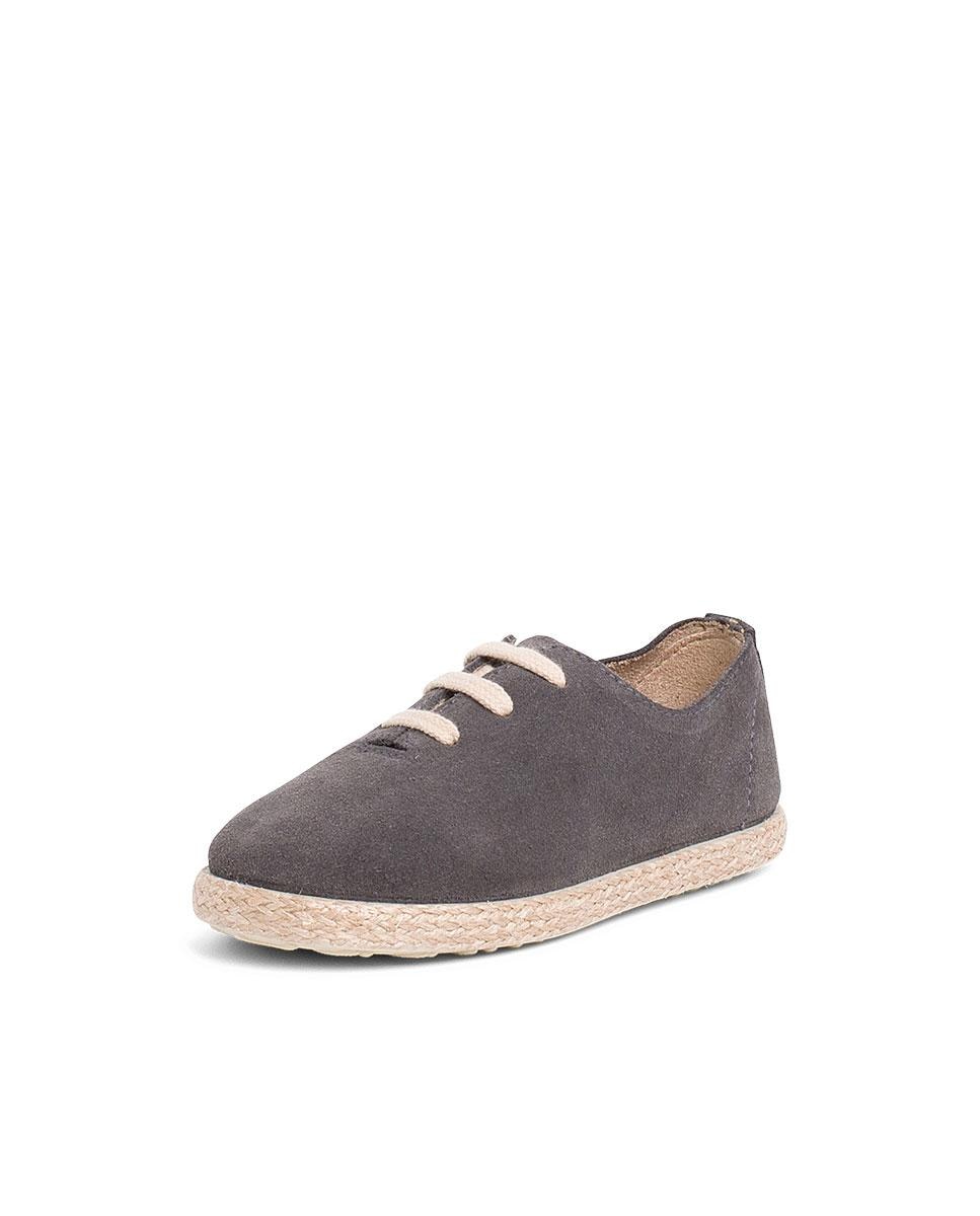 Zapatillas Cordones Serraje y Yute Niños en beige/nude - Pisamonas - Gris Gris-2