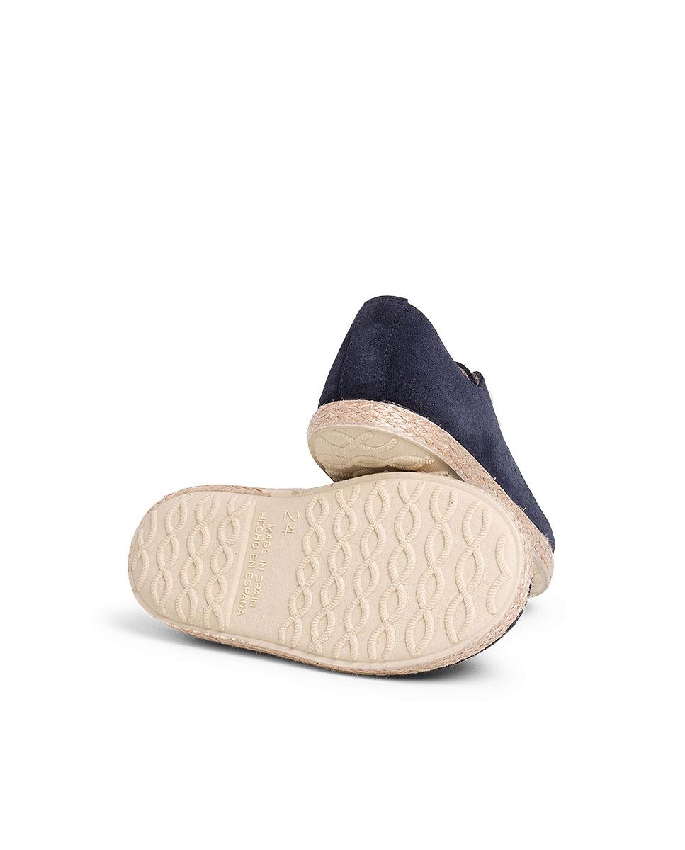 Zapatillas Cordones Serraje y Yute Niños en beige/nude - Pisamonas - Azul marino Azul marino-3