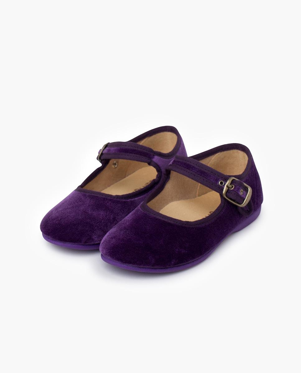 Imagen 4 de Merceditas de bebé niña en terciopelo con cierre de hebilla - Pisamonas - Morado Morado