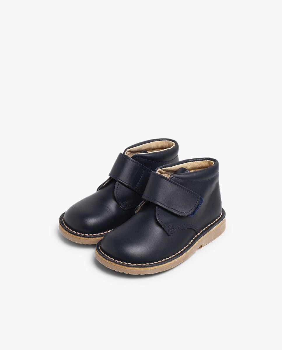 Pisacacas de niño piel botas con cinta adhesiva - Pisamonas - Azul marino Azul marino-3