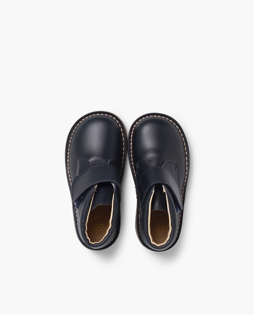 Pisacacas de niño piel botas con cinta adhesiva - Pisamonas - Azul marino Azul marino-4