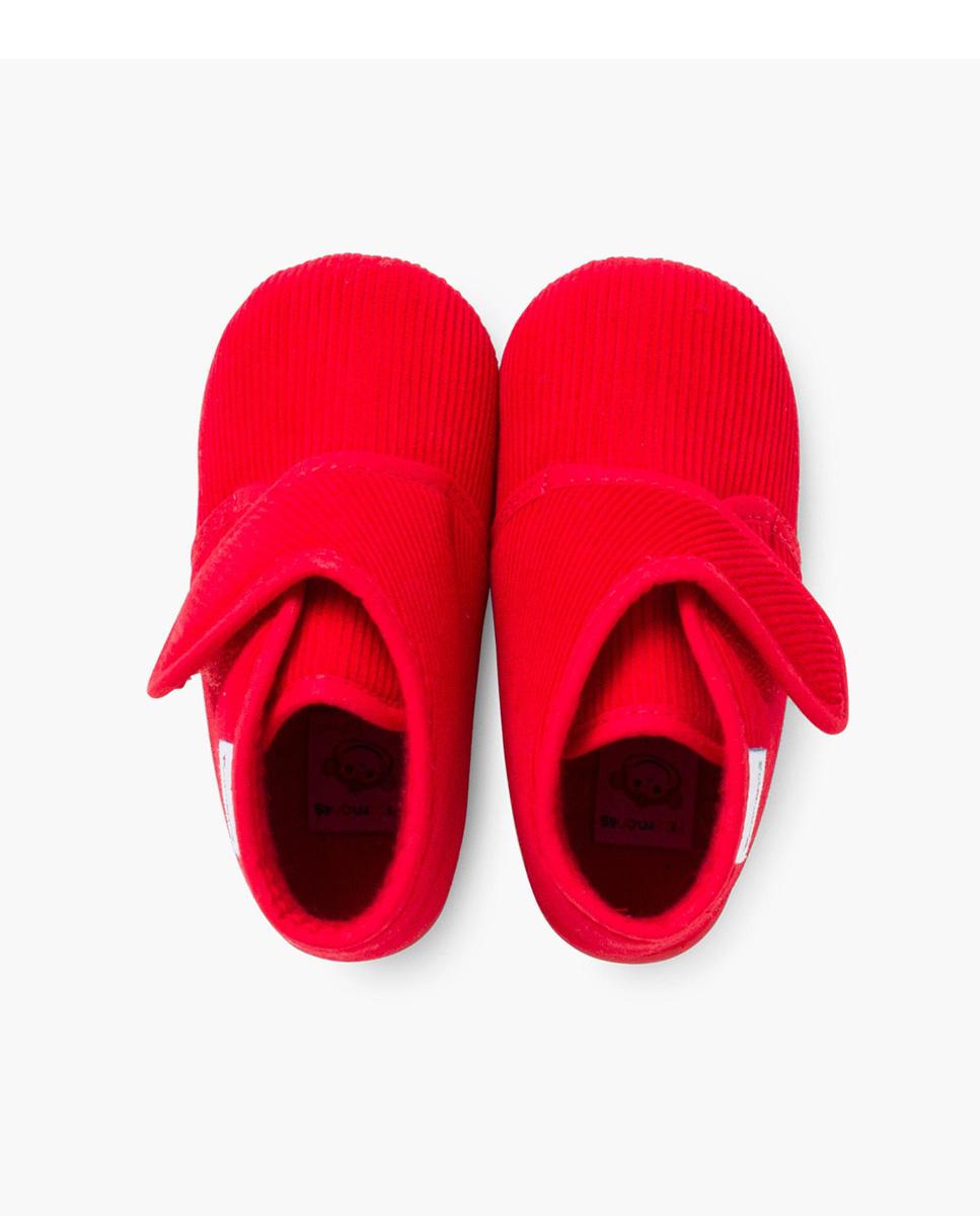 Zapatillas de casa cerradas de bebé niña casa bota pana - Pisamonas - Rojo Rojo-5