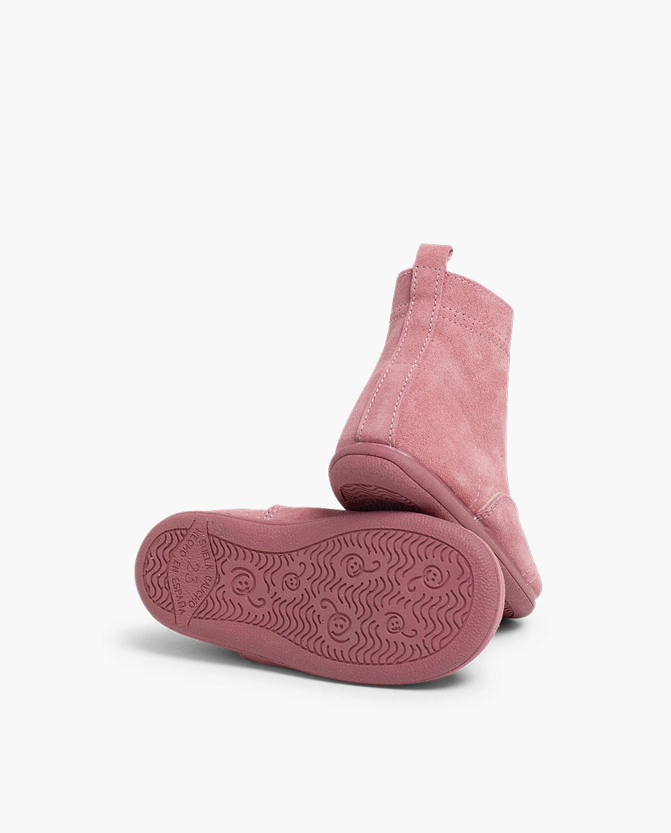 Botas de bebé niña pascuala serraje lazo raso - Pisamonas - Rosa Rosa-2