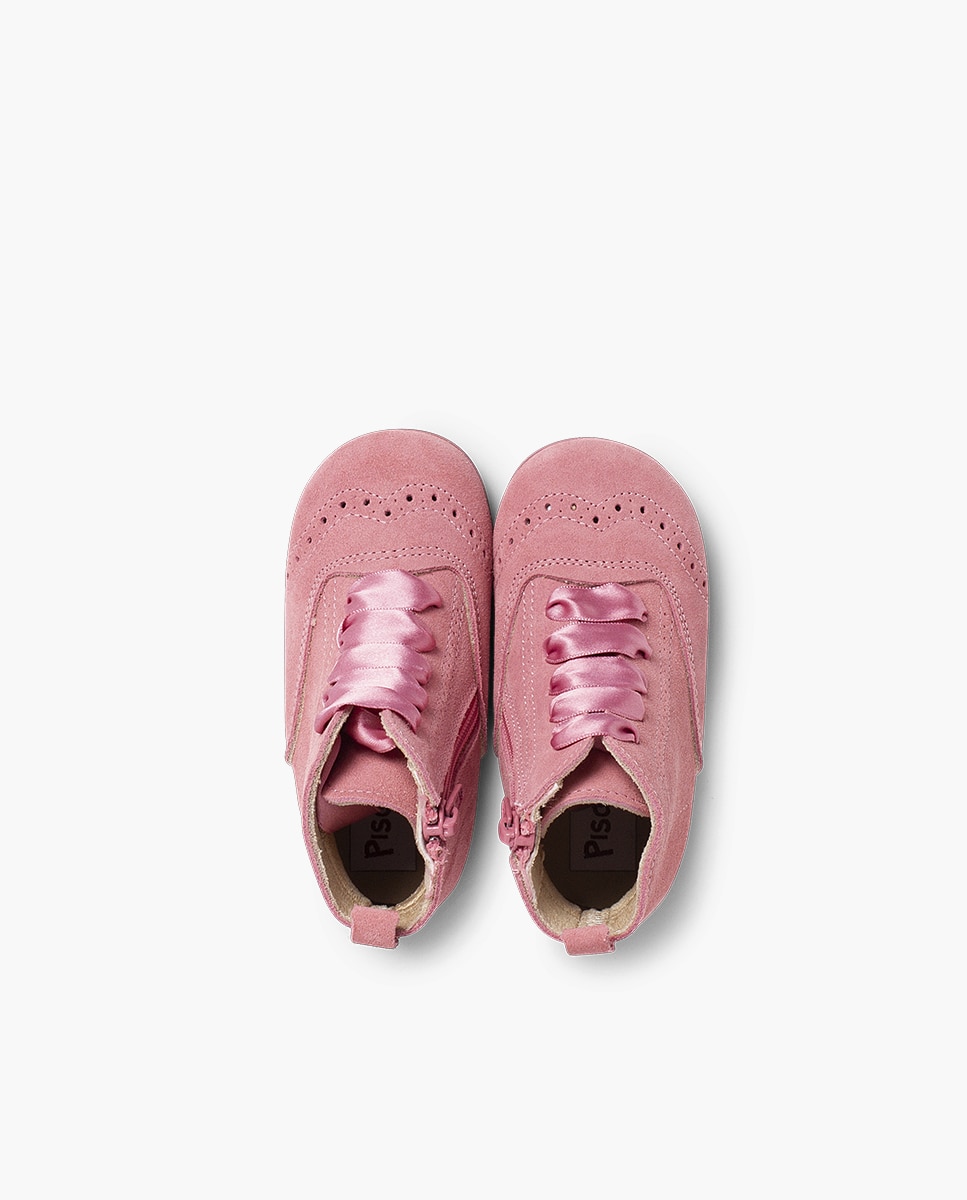 Botas de bebé niña pascuala serraje lazo raso - Pisamonas - Rosa Rosa-3