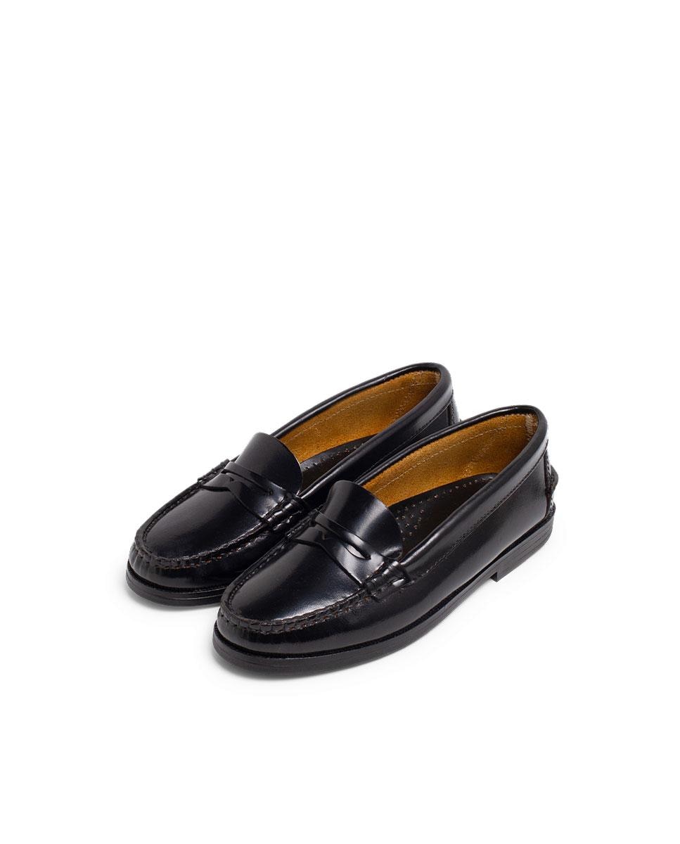 Mocasines de niña de piel de estilo clásico - Pisamonas - Negro Negro-4