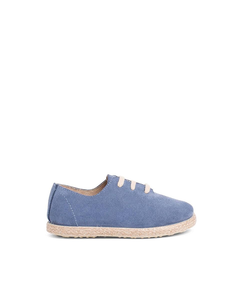 Pisamonas - Zapatillas de piel de niños cordones serraje y yute.