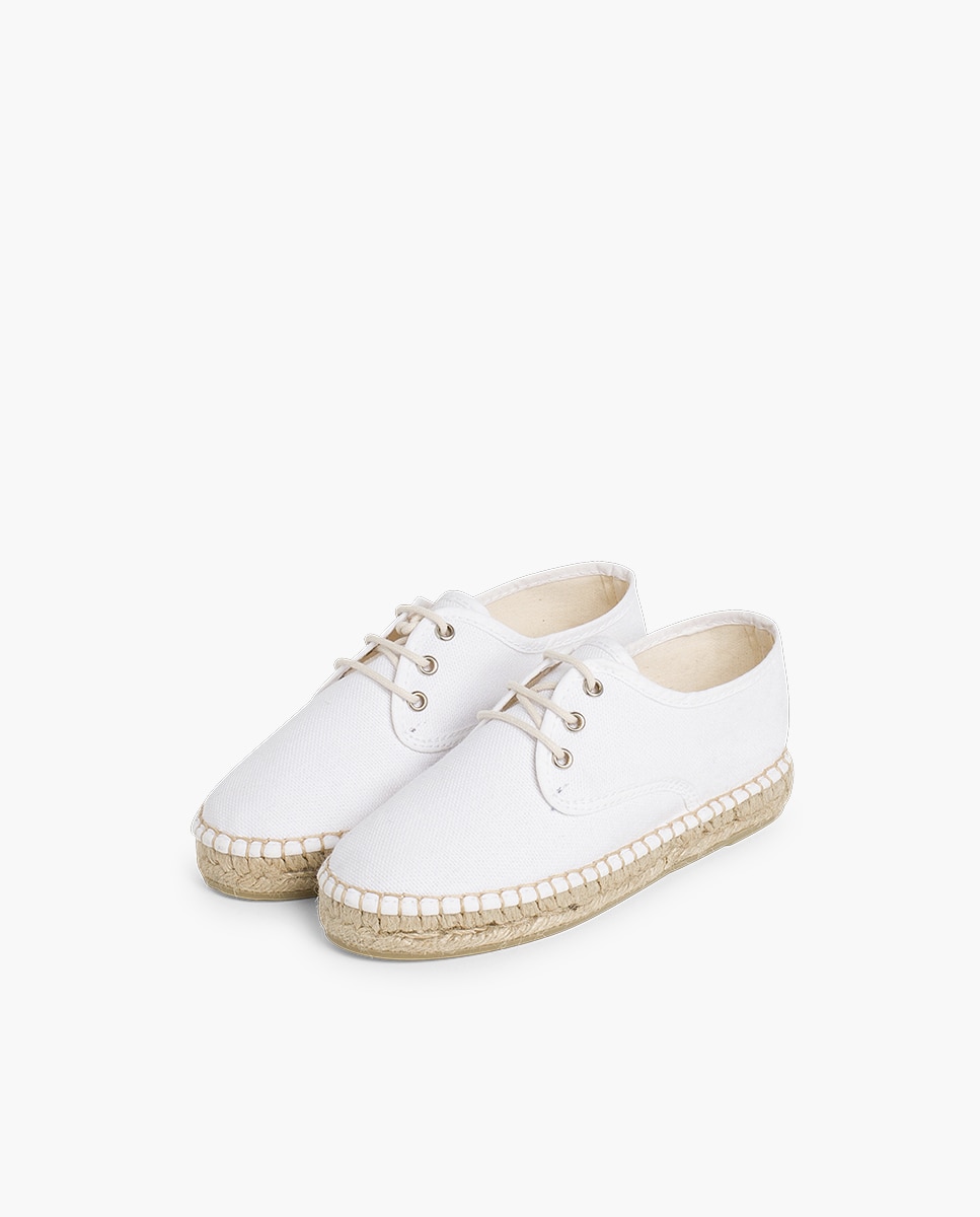 Zapatos de cordones de niños de lona con base alpargata - Pisamonas - Blanco Blanco-3