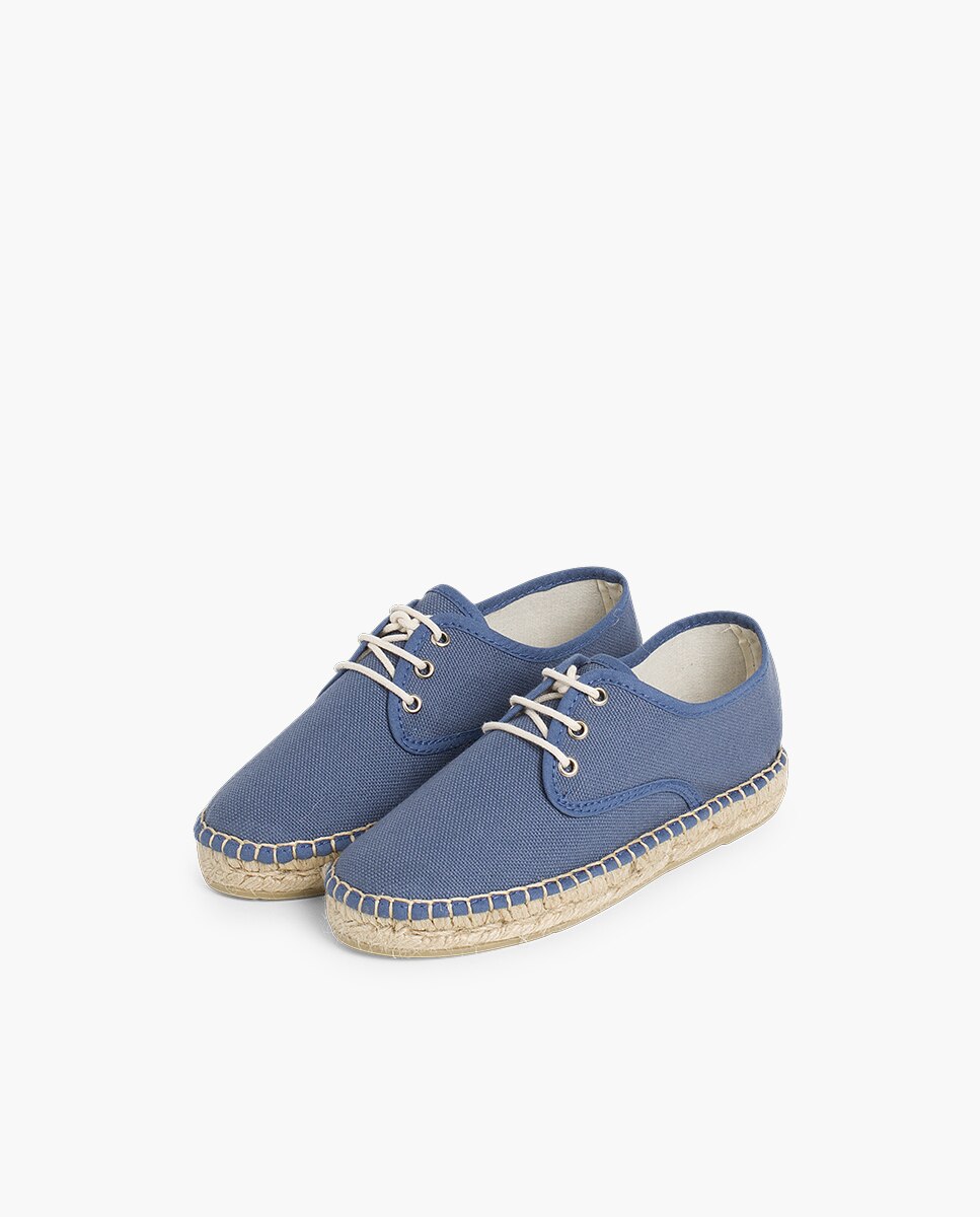 Zapatos de cordones de niños de lona con base alpargata - Pisamonas - Azul Azul-3