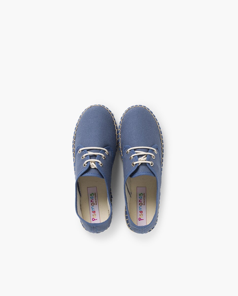 Zapatos de cordones de niños de lona con base alpargata - Pisamonas - Azul Azul-4