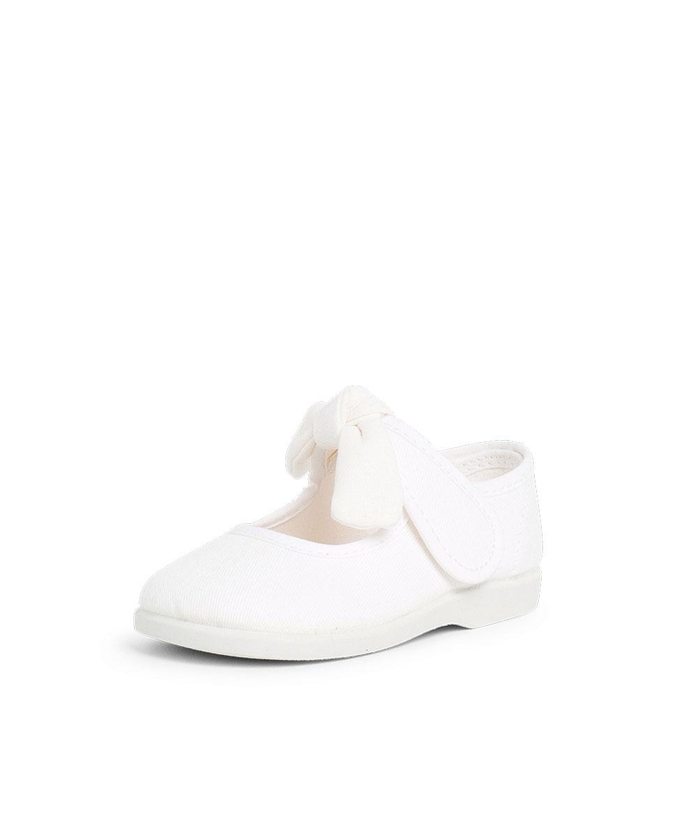 Merceditas de bebé lona cinta adhesiva - Blanco Blanco-2