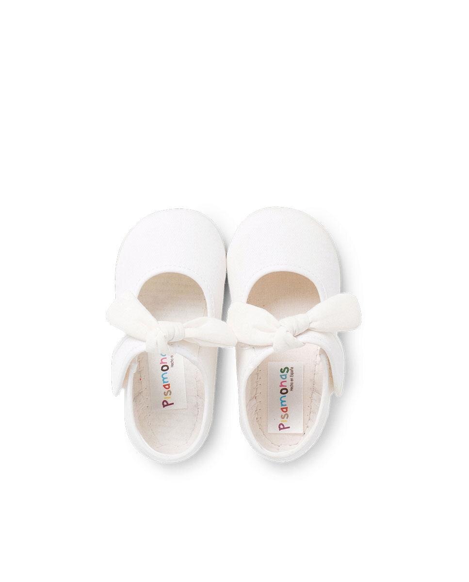 Merceditas de bebé lona cinta adhesiva - Blanco Blanco-5