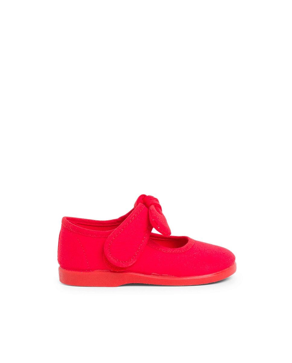 Merceditas de bebé lona cinta adhesiva - Rojo Rojo-1