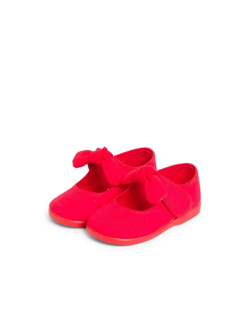 Merceditas de bebé lona cinta adhesiva - Rojo Rojo-4