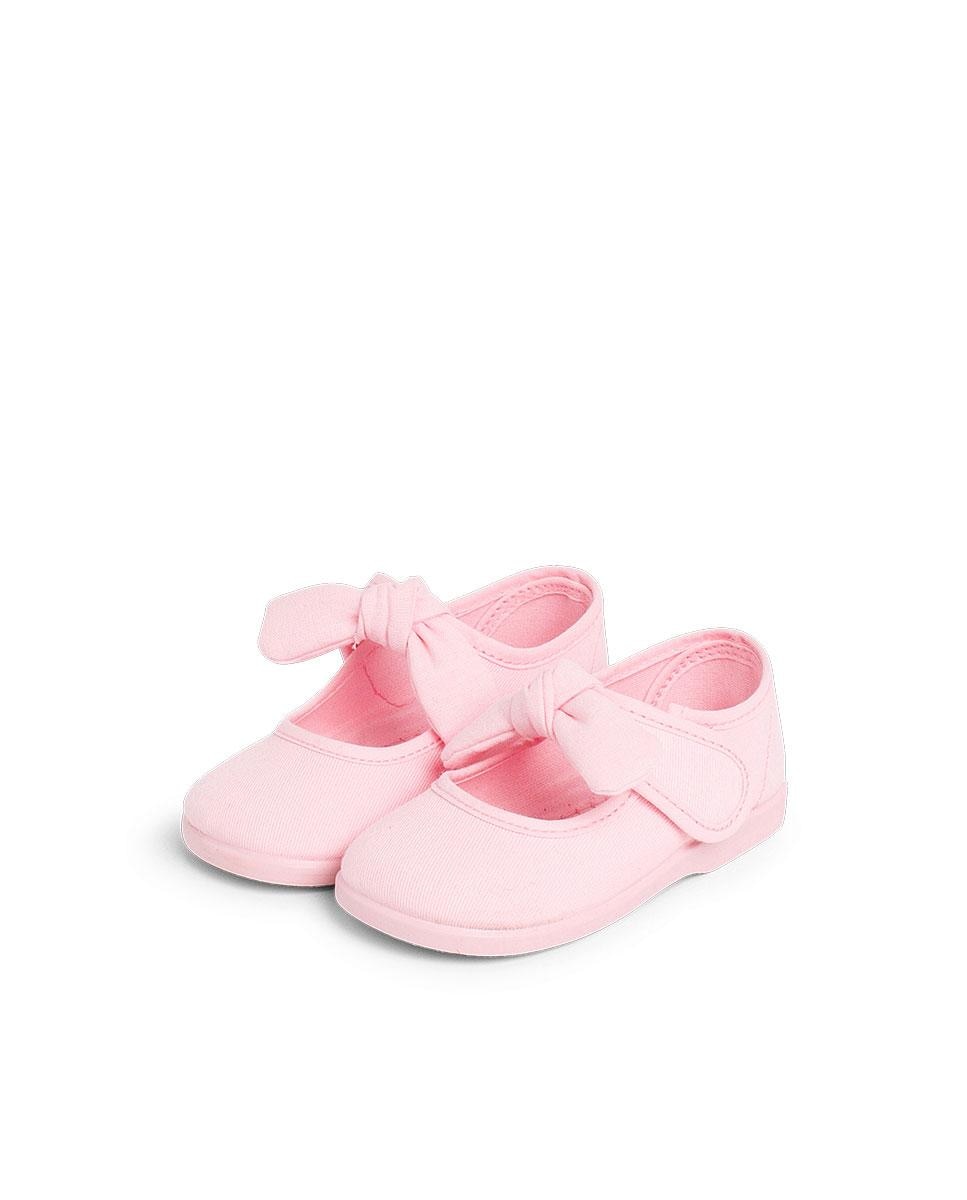 Merceditas de bebé lona cinta adhesiva - Rosa Rosa-4