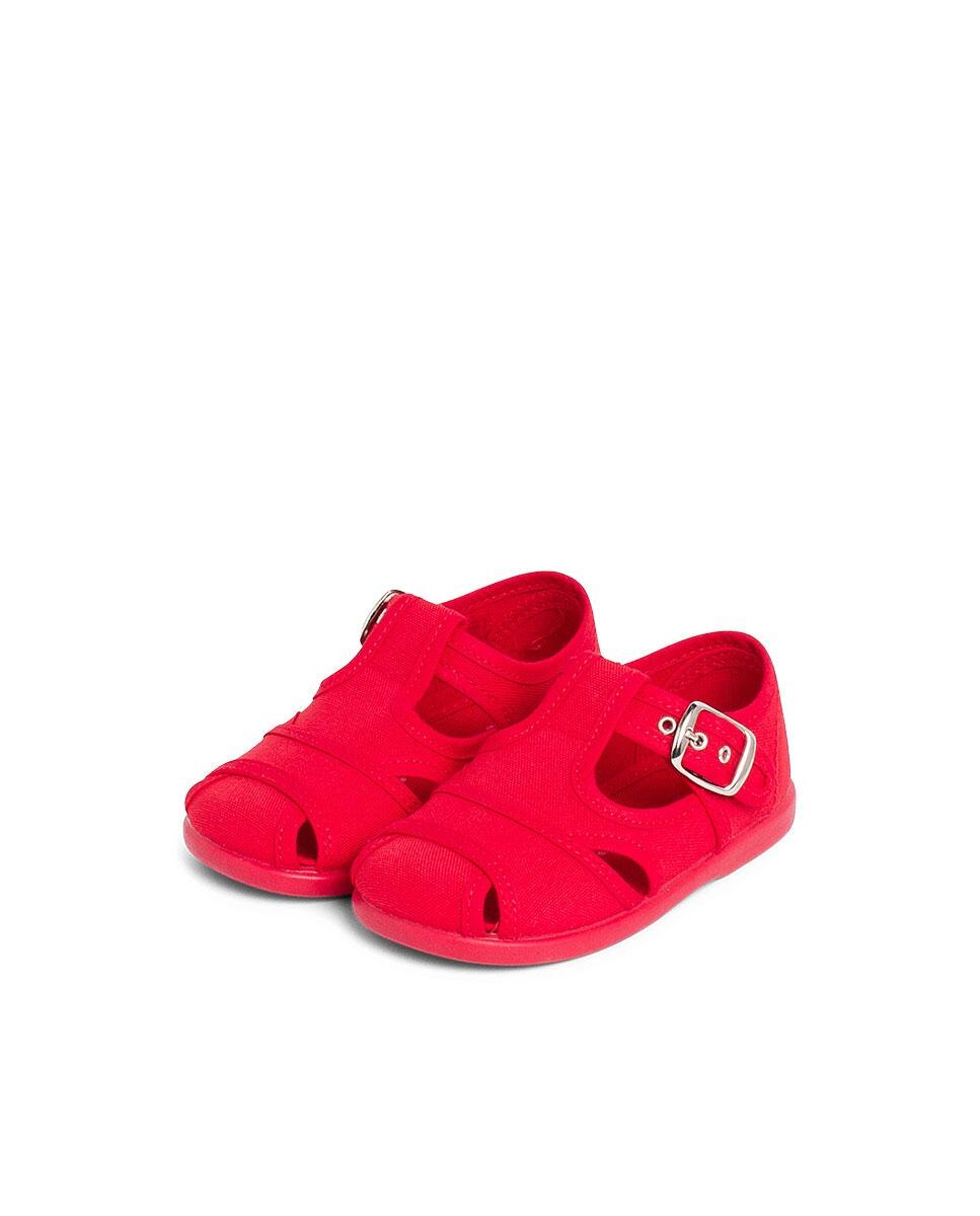 Pepitos de bebé de lona abiertos - Pisamonas - Rojo Rojo-4