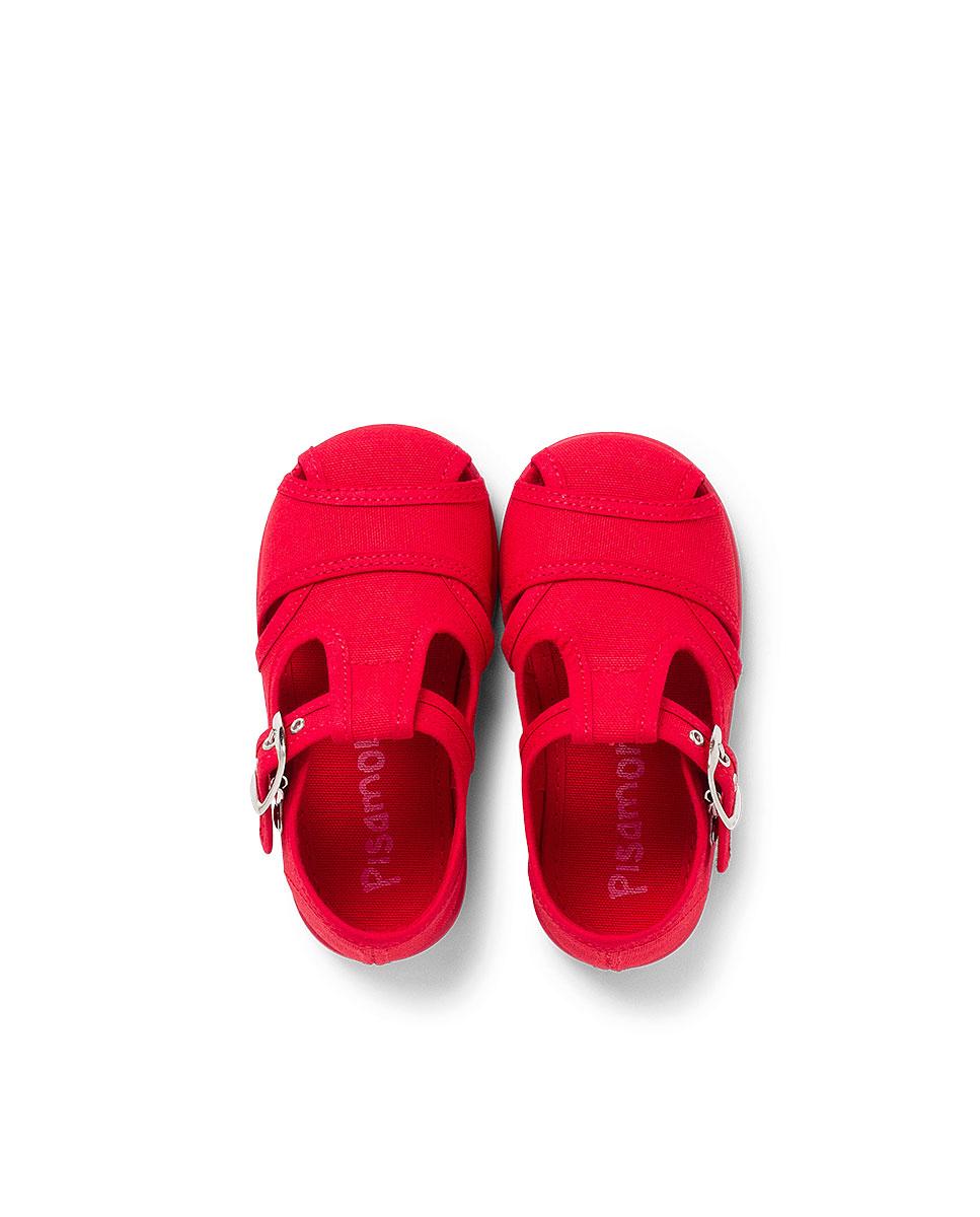 Pepitos de bebé de lona abiertos - Pisamonas - Rojo Rojo-5