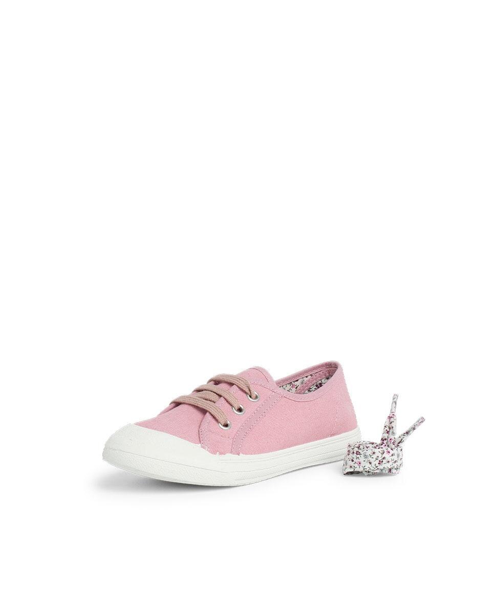 Zapatillas Tela Punta Goma Cordones en rosa - Pisamonas - Rosa claro Rosa claro-2