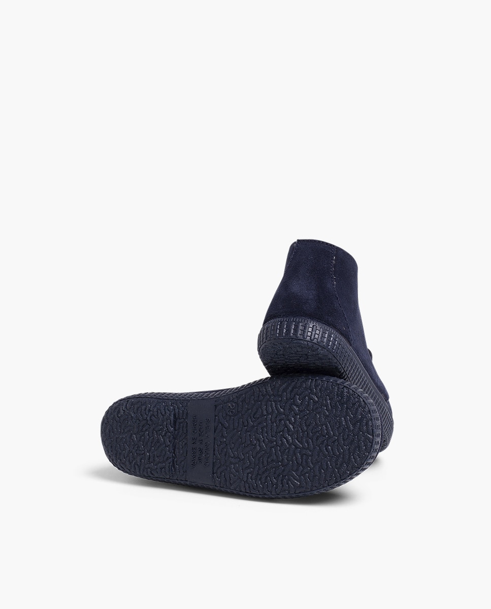 Botas de bebé niño en serraje con cierre de cordones - Pisamonas - Azul marino Azul marino-2
