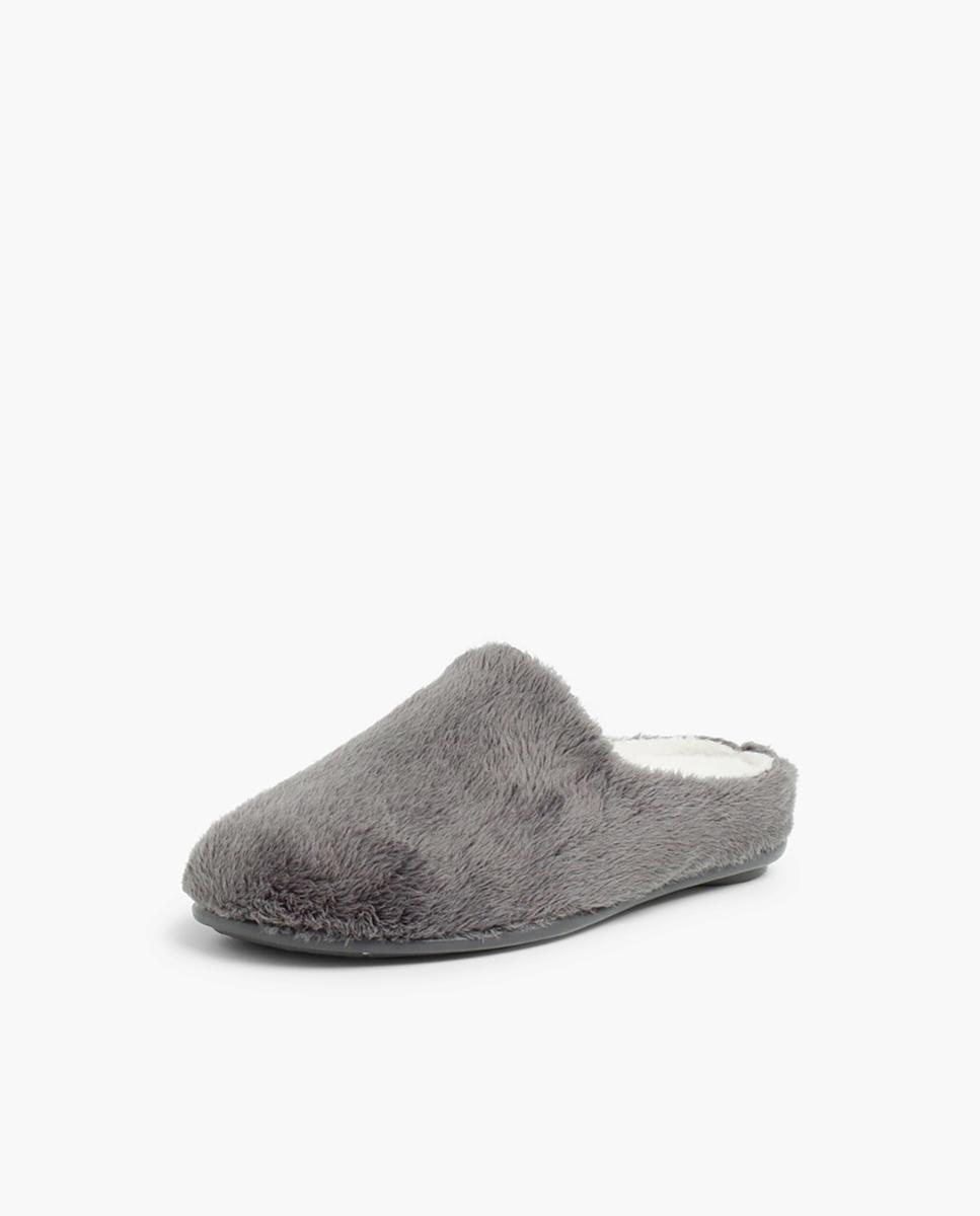 Imagen 2 de Zapatillas de casa abiertas de niños de pelo suave - Pisamonas - Gris Gris