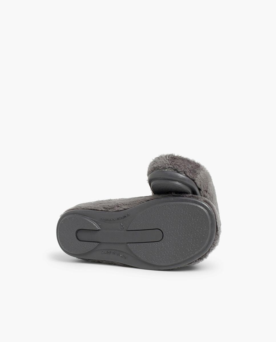 Imagen 3 de Zapatillas de casa abiertas de niños de pelo suave - Pisamonas - Gris Gris
