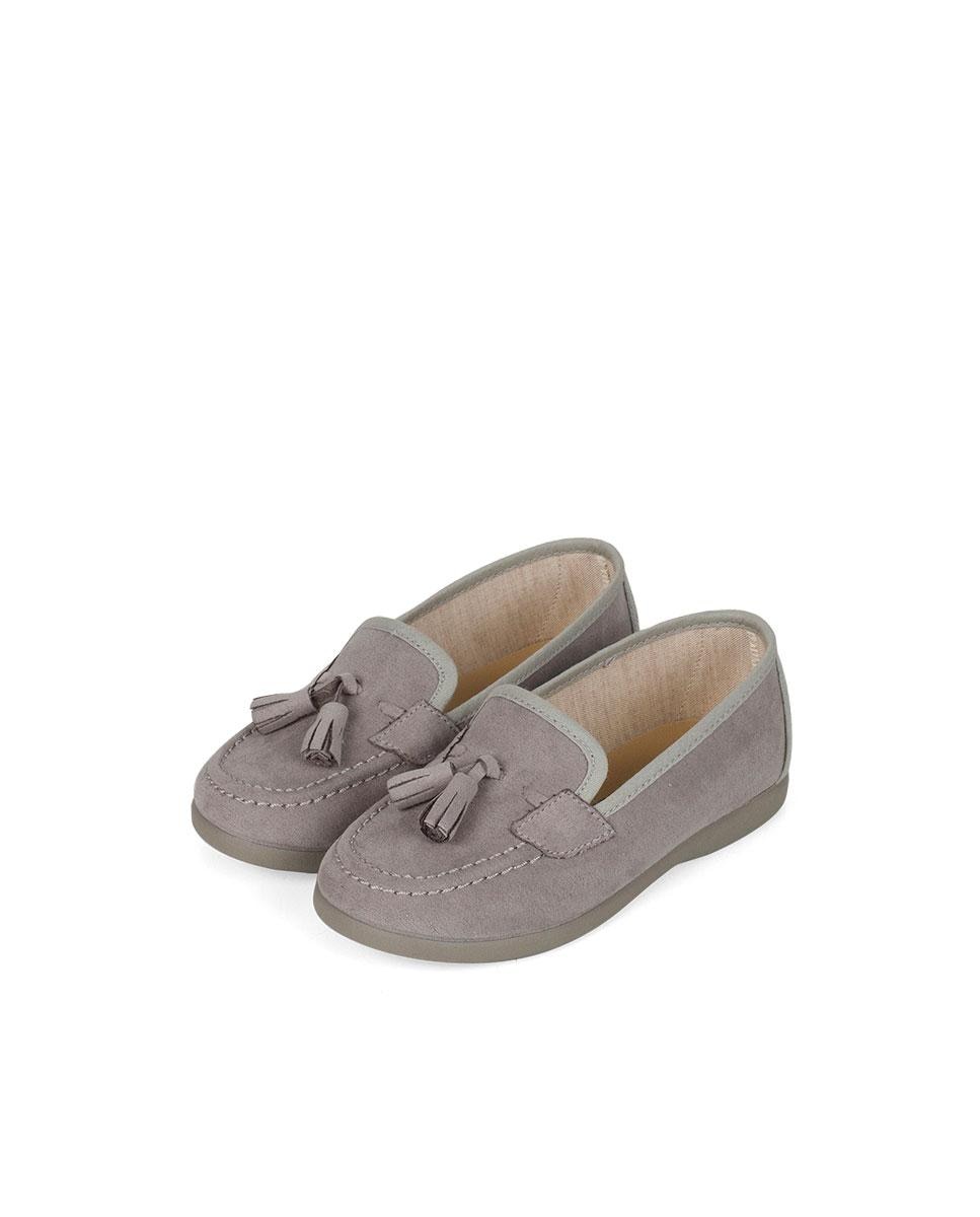 Mocasines de niño con borlas en serratex - Gris Gris-4