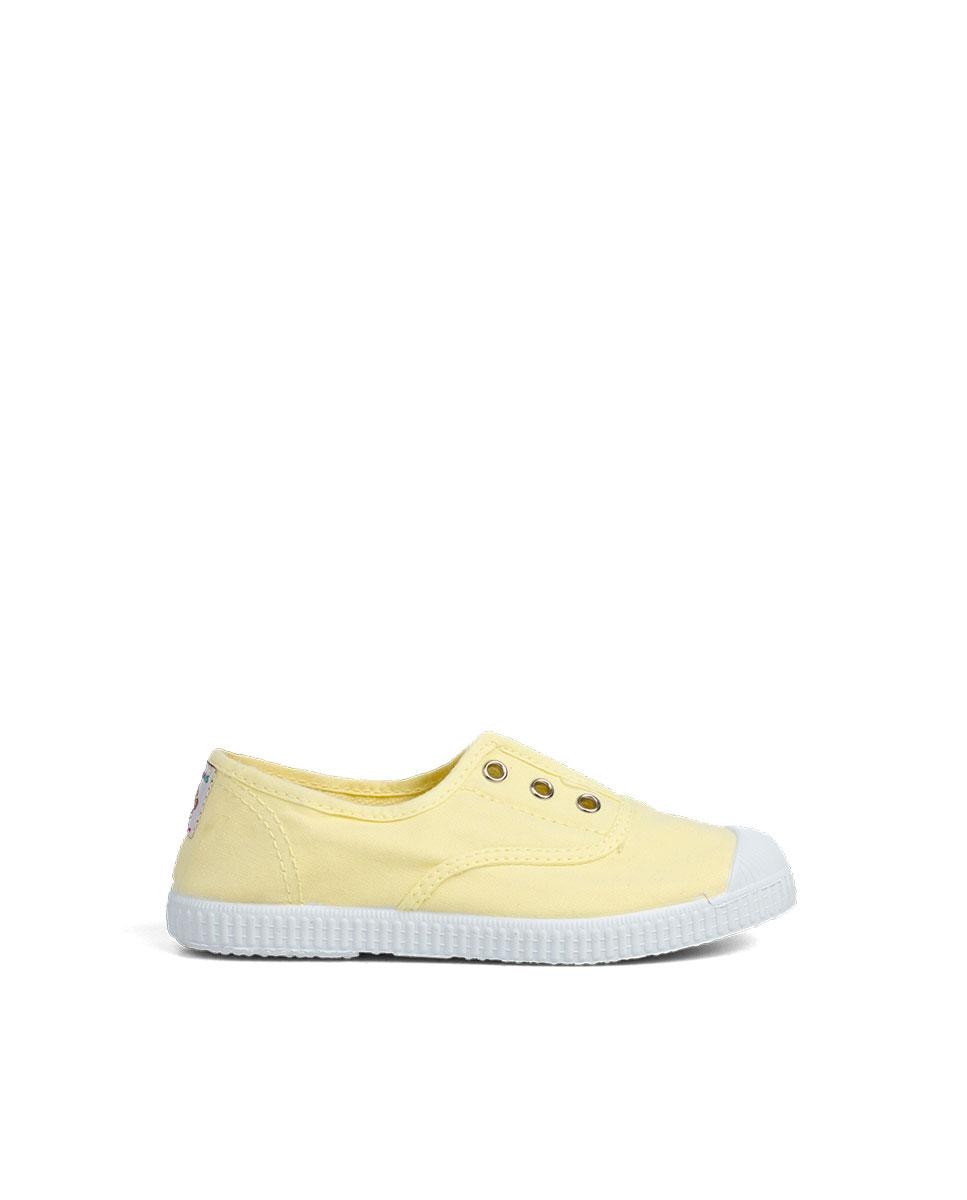 Zapatillas Lona Punta Goma Sin Cordones en rosa - Pisamonas - Verde menta Amarillo-1